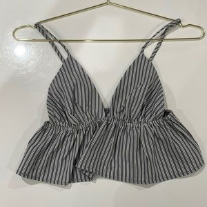 Skylar + Madison peplum spaghetti strap crop top